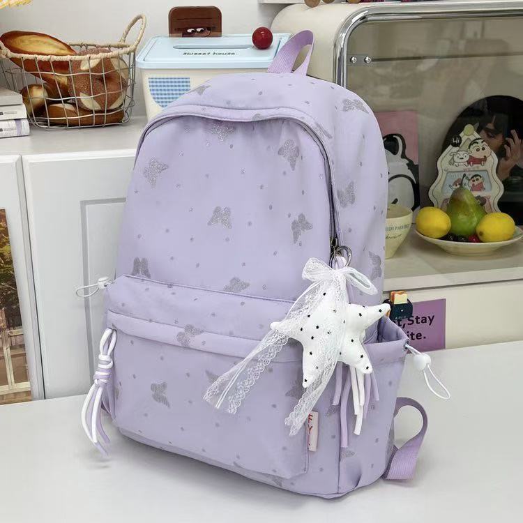 Korean-style Instagram-inspired butterfly backpack, large capacity, cute cartoon design, lightweight and simple backpack for female students