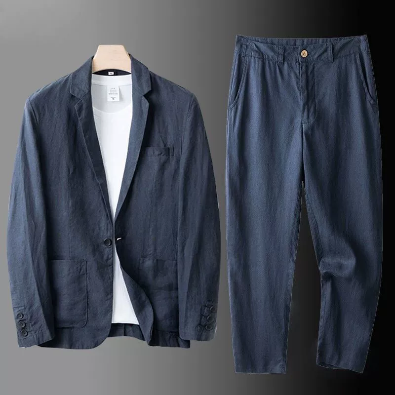 Тонкий классический костюм, хлопковая куртка для отдыха, oversize, хлопок лен