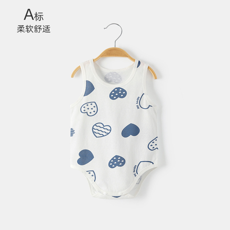 Baby's Fat Clothes Summer Cotton Newborn Clothes Vest Hare Clothes Baby Sleeveless Jumpsuit Mesh Breathable
