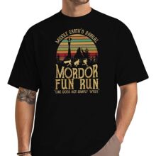 Mordor fun run欧美印花潮流休闲男女中性短袖亚马逊夏季纯棉T恤