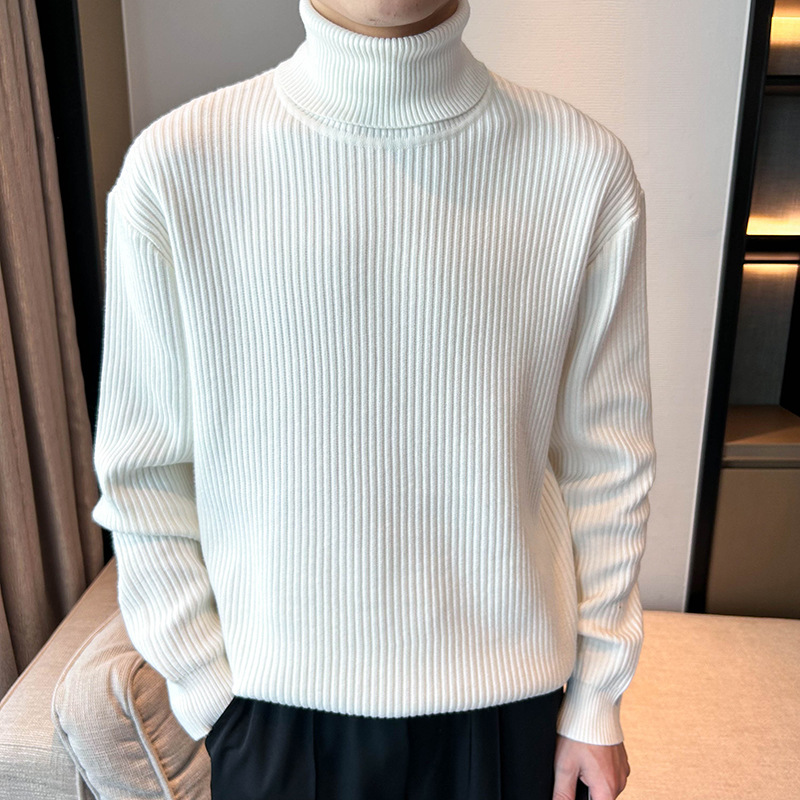 Comercio exterior transfronterizo ligero hombre otoño invierno jersey de punto de cuello alto suéter de tren coreano de manga larga en línea