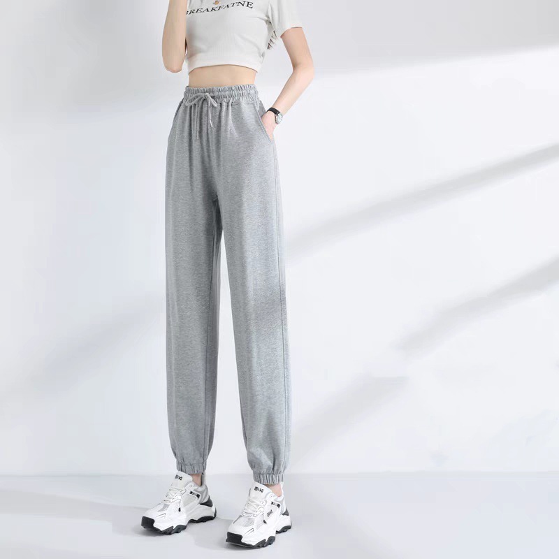 春と秋の女性用黒スウェットパンツ、ハイウエスト、小柄な人向けのゆったりとした夏用レギンス、カジュアルな裾の薄いスウェットパンツ|undefined