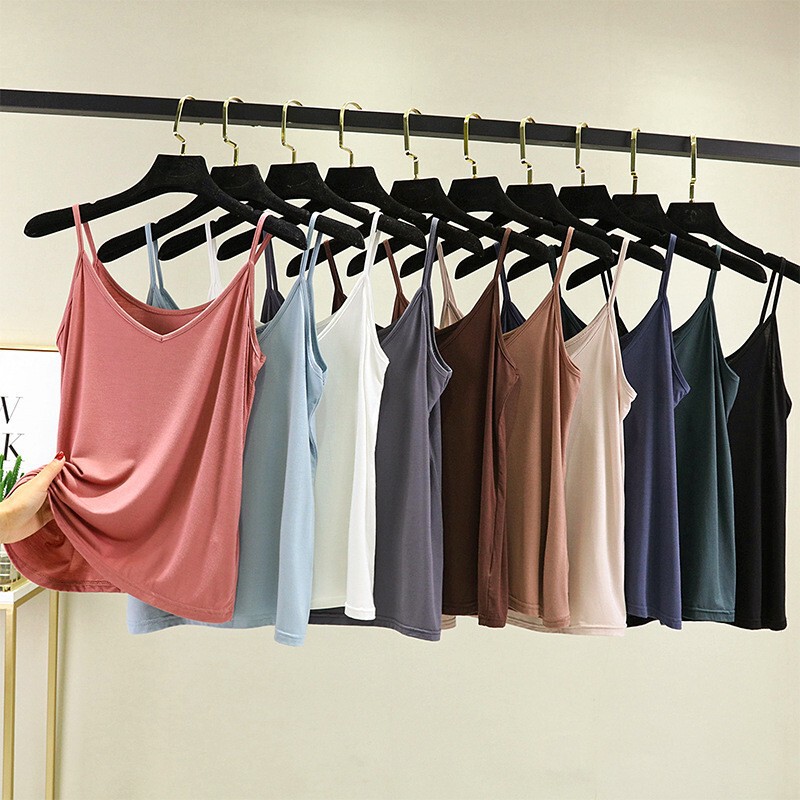 Modal Camisole for Women, Solid Color V-Neck Sleeveless Slim-Fit Base Tank Top, Stretchy and Suitable for Both Inner and Outer Wear