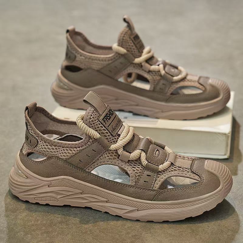 Sandalias de hombre antideslizantes, zapatos de playa casuales de verano, zapatos de hombre cómodos, ligeros y transpirables, zapatos deportivos de un solo pie.