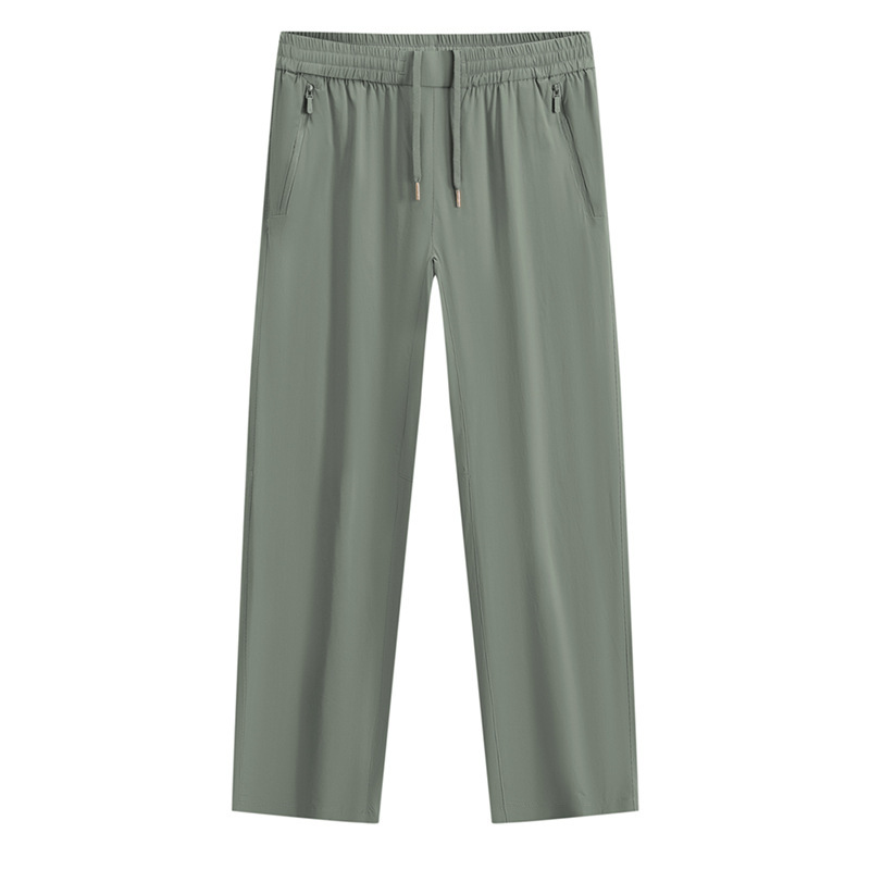 Summer Ice Silk Sports Casual Straight-Leg Pants for Men, Fashionable and Versatile, Cool, Breathable, Comfortable Straight-Leg Pants for Men