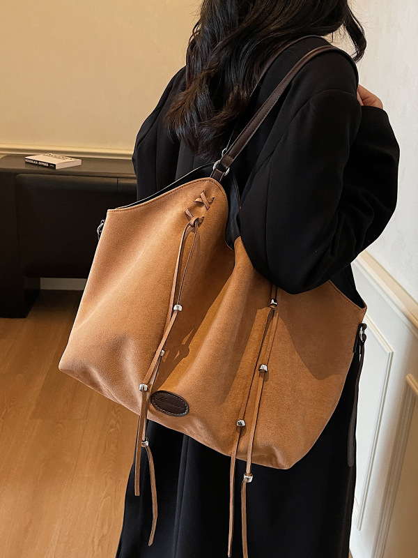 休闲大容量麂皮绒包包女2025新款通勤百搭单肩包秋冬季手提托特包|undefined
