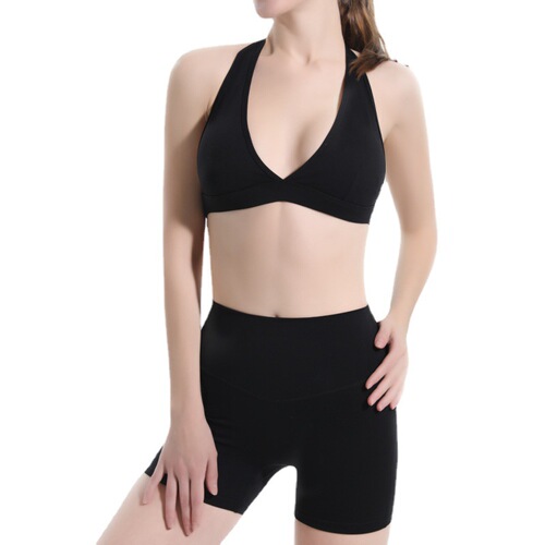 European and American halterneck sports bra for women, high-waisted tummy-tightening butt-lifting pants, summer quick-drying yoga clothes with chest pads, wholesale