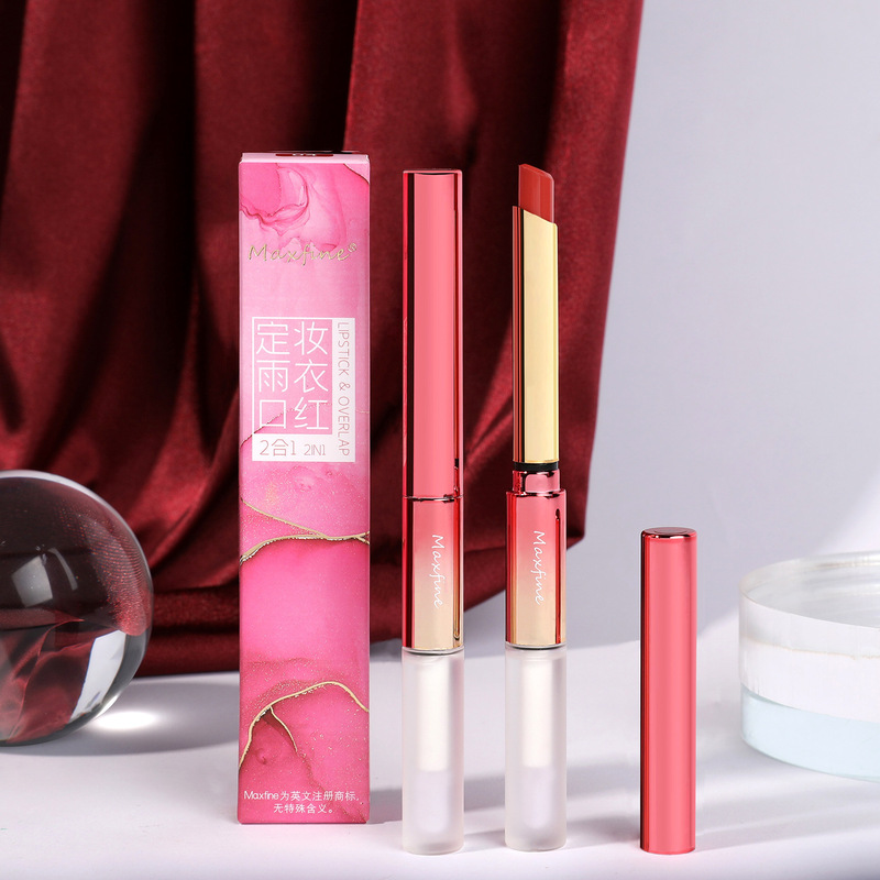 Douyin Maxfine Makeup Lipstick Raincoat Thin Tube Lipstick Waterproof Non-Stick Cup Non-Fading Makeup Drop Shipping