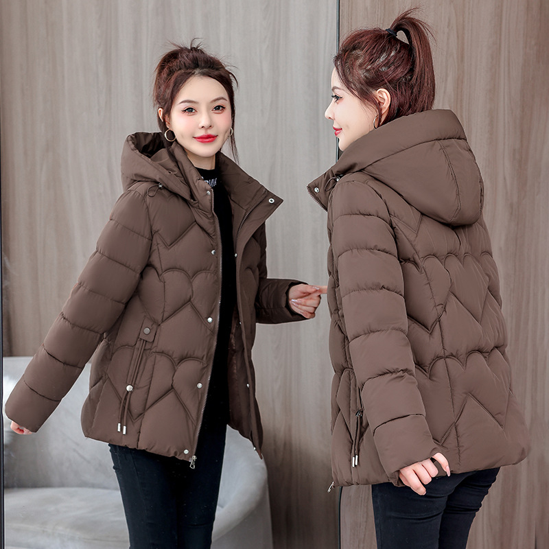 Ropa de algodón de gran tamaño de invierno de mujer 2025, nueva chaqueta de algodón coreana delgada, chaqueta corta con capuzas gruesas, invierno