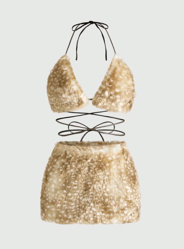 Verano estilo europeo y americano nuevo Y2K punto de onda sexy cabello caliente cabello perforación cabello desnudo back bikini vestido split set