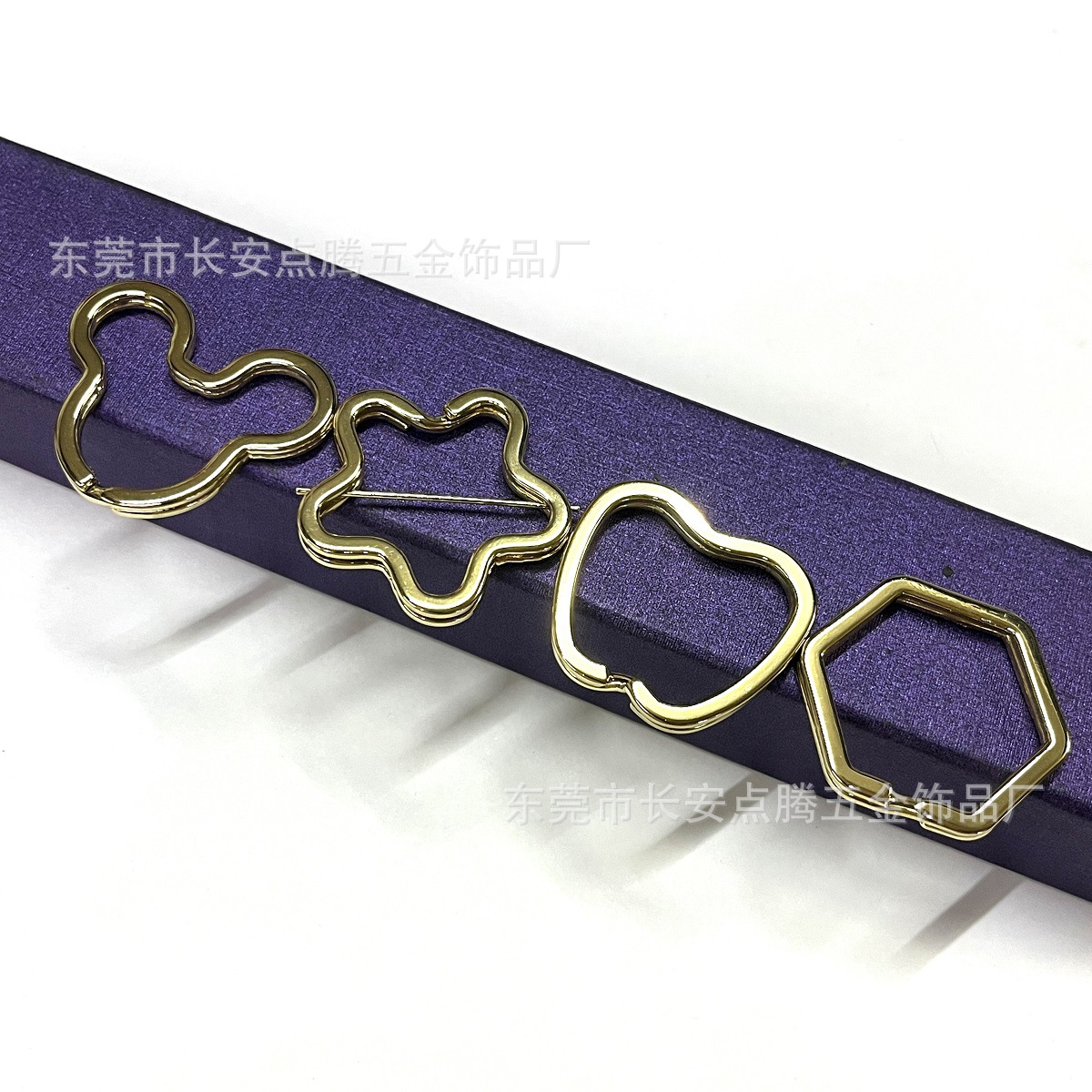 厂家批发： 心形/米奇异/苹果/蛋形/五边形多个形状铁电镀钥匙圈