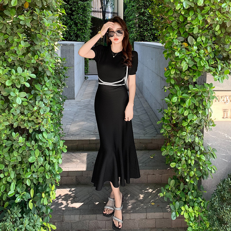 Black silk summer skirt