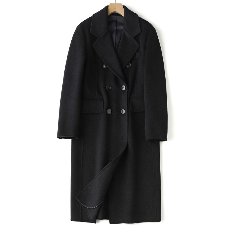 【限定特価】サメイ ロングスーツ ハイカウント ラムカシミヤ ダブル前立てコート インテリジェント両面ウールラペルカラー|undefined