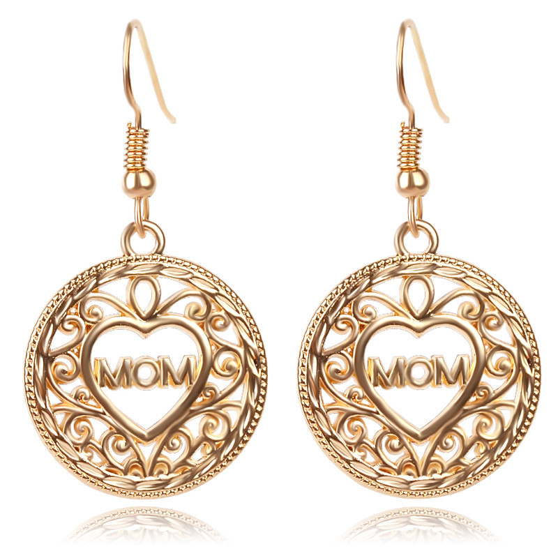 Women'S Gender Hollow Out Design 1 Pair Fashion Mama Letter Heart Shape Alloy Hollow Out Mother's Day Women's Drop Earrings