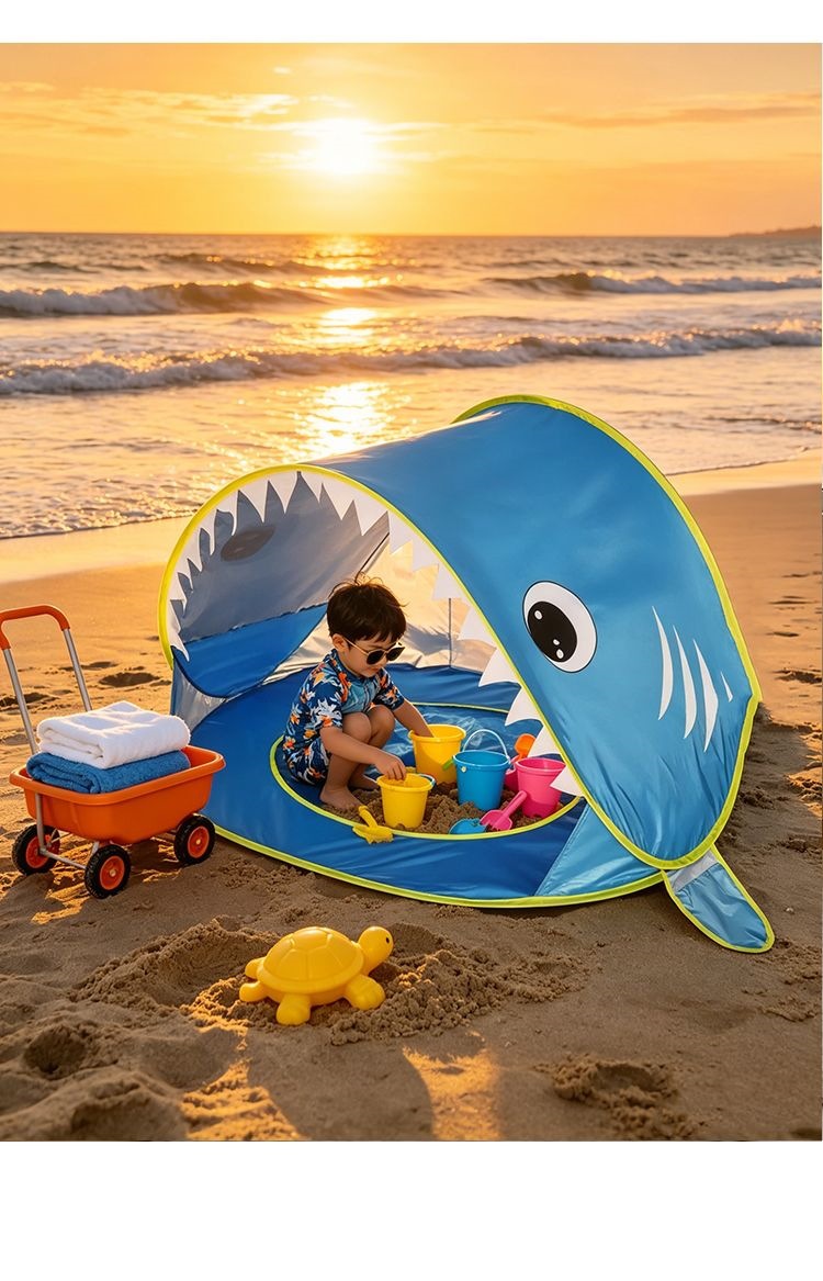 Outdoor children's beach and seaside pool tent, single-person automatic folding portable quick-open sun protection breathable tent
