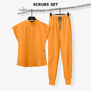Large Size Stretch Women's Brush Hand Clothes Casual Summer Solid Color Women's Thin Doctor Nurse Beauty Salon Overalls AliExpress