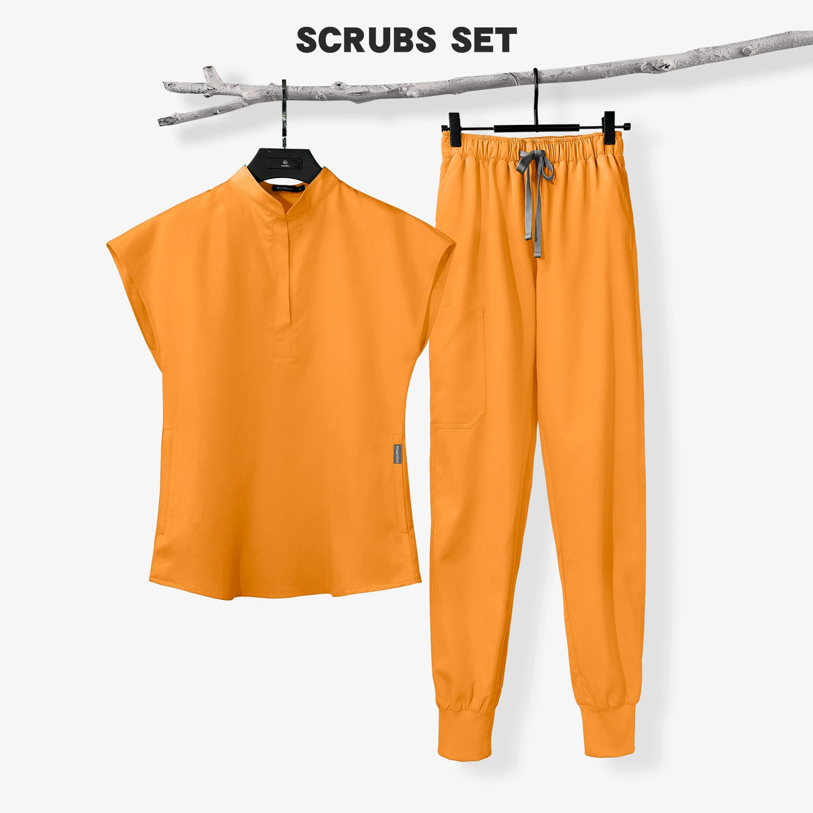 Эластичная Женская одежда для рук больших размеров, Повседневная летняя однотонная женская тонкая одежда для врача, медсестры, салона красоты, комбинезон AliExpress