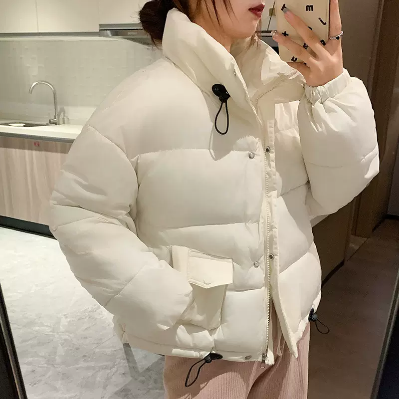 2024冬新款跨境棉衣女欧美短款时尚棉服女加厚立领小个子面包服潮