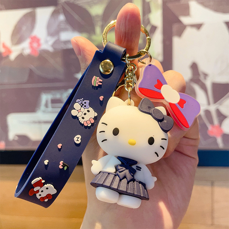 新しいkt猫のキーホルダーアニメPVC公仔猫のカバンのストラップの自動車のキーホルダーのアイデアプレゼント|undefined