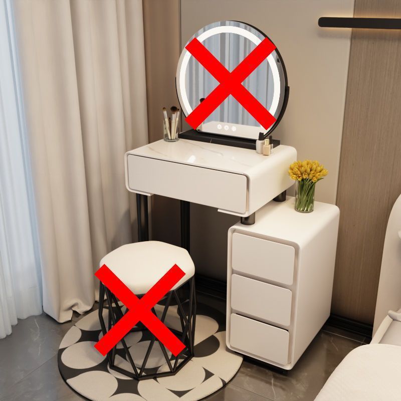 H5-화이트 50 테이블 + 캐비닛(스툴 없음, 거울 없음)