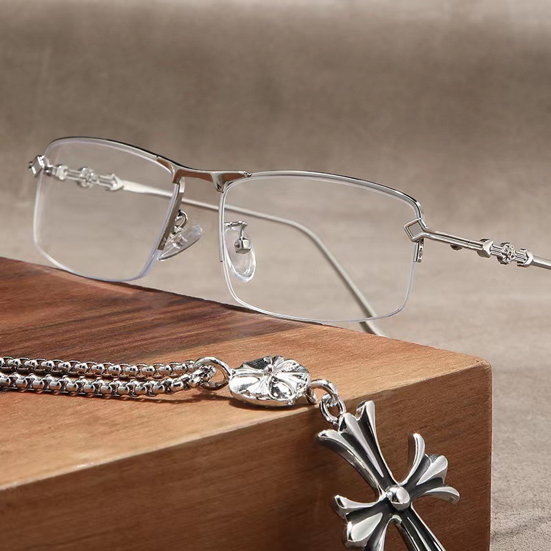 Moda coreana de medio marco gafas de miopía para mujeres literatura y arte de alto clima frío con gafas de grado anti-luz azul gafas de luz plana para hombres image 5