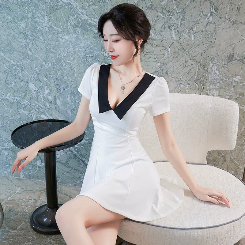 2022 осенне-зимний ночной клуб Женское сексуальное Белое платье на талии тонкая юбка-трапеция рыночная партия одежды