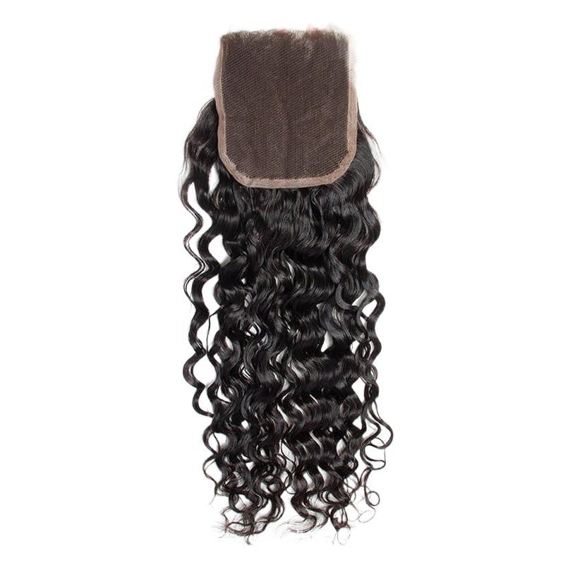 4x4 encaje bloque de pelo onda de agua 4x4 Cierre cabello humano real bloque peluca cabello humano