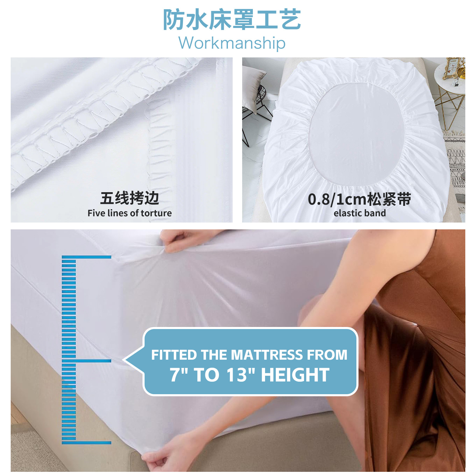 Bolsa de cama de seis lados Cubierta de cama impermeable Cubierta de colchón Cubierta de cama con cremallera a prueba de polvo cubierta protectora de colchón