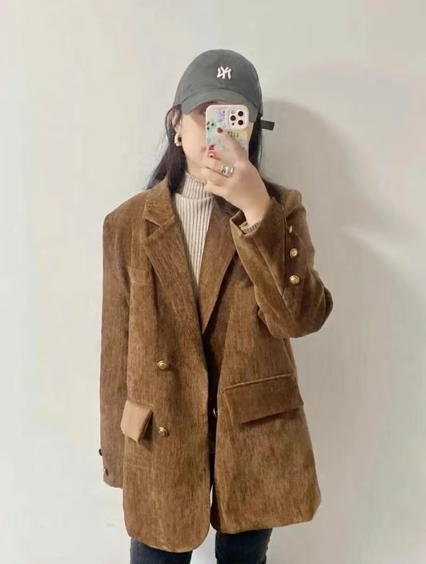 老板娘专属美拉德休闲西装外套羽绒服厚款冬季外套宽松复古韩版|undefined
