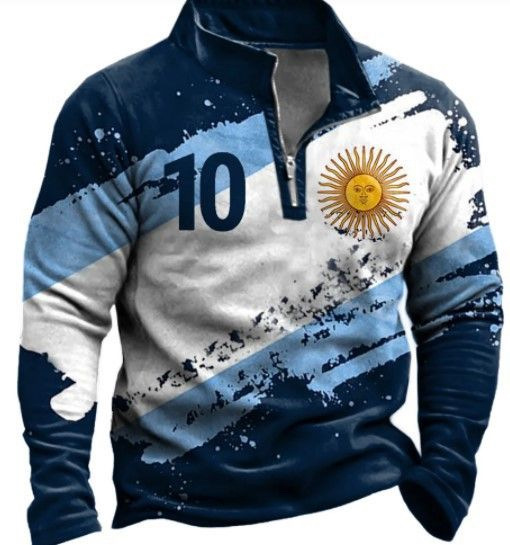 Comercio exterior transfronterizo europeo y americano Otoño e Invierno nuevos hombres pecho abierto cuello alto impresión 3D cuello alto cremallera Polo camisa