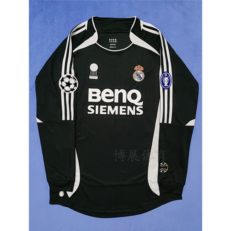 Fanders Version 06-07 Real Madrid Away Black Football Uniform No.23 Beckham No.9 Ronaldo Retro Jersey