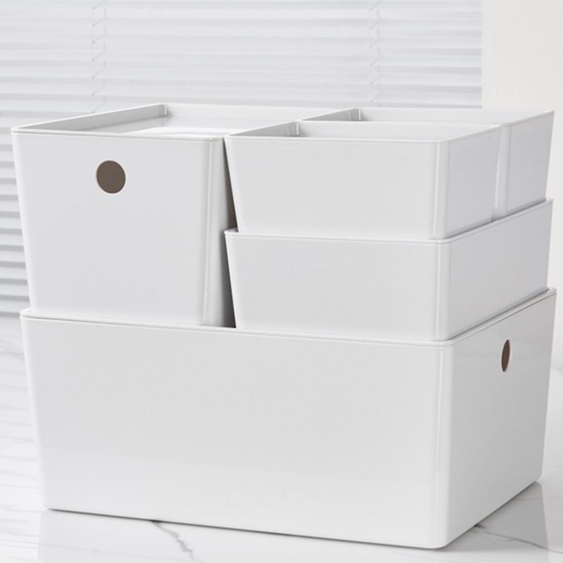 Black and White Storage Box with Lid Organizer Storage Artifact Drawer Storage Box Household Dormitory Kitchen Storage Wholesale