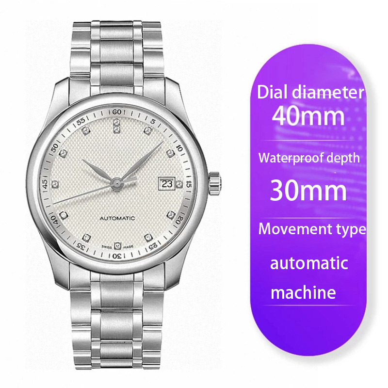 Langpai Luxury Men's Automatic Mechanical Watch, High-Quality Classic Three-Hand Fashion Ultra-Thin Steel Band Direct Sale Large Dial