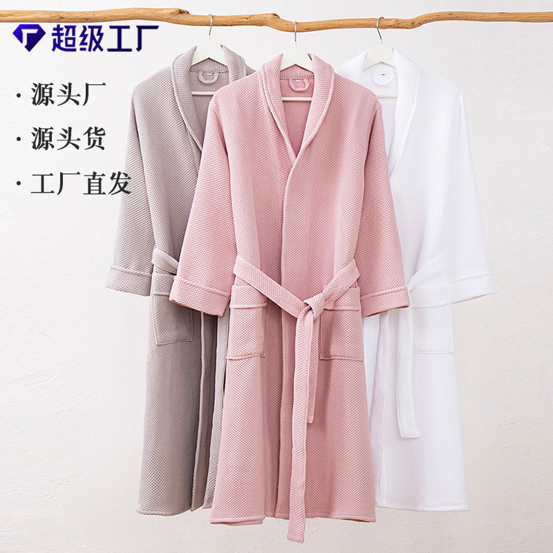 Autumn and Winter Lengthen Thickened Cotton Honeycomb Waffle Bathrobe Bathrobe Home Service Hotel Homestay SPA Gray Absorbent Autumn and Winter Lengthen Thickened Cotton Honeycomb Waffle Bathrobe Bathrobe Home Service Hotel Homestay SPA Gray Absorbent