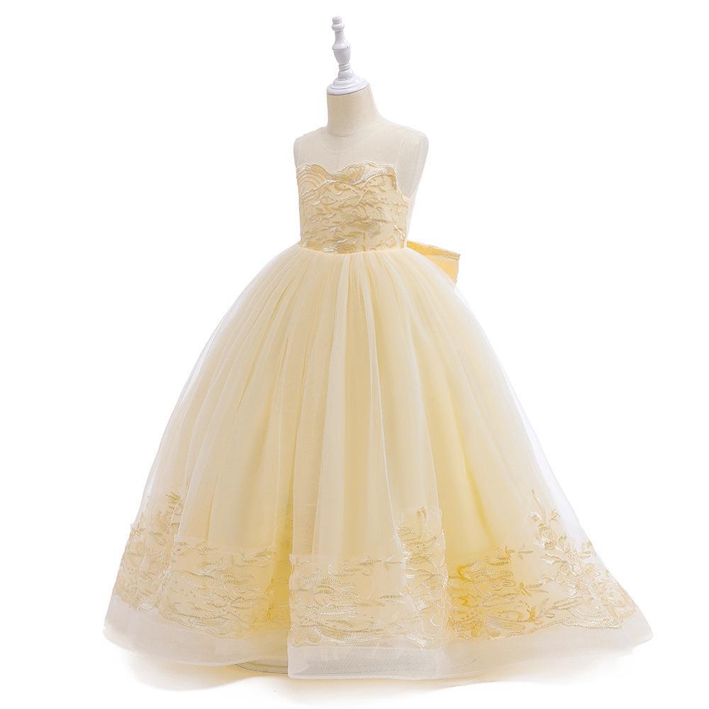 Comercio exterior vestido de niños medio y grande vestido sin mangas bordado de niñas vestido de fiesta vestido de noche vestido de princesa