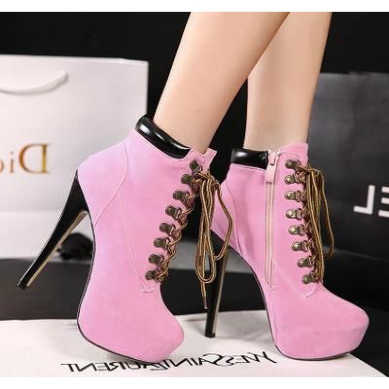 High Heels Lace Up thin Heel Ankle Boots...