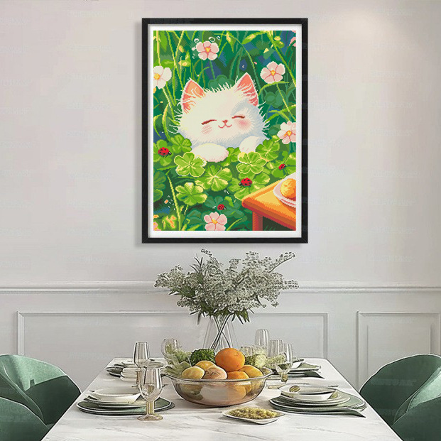 Cuatro hojas gatos paquetes de material de bordado cruzado impresión de alta definición DIY kits hechos a mano fabricantes al por mayor decoración de la sala de estar image 2
