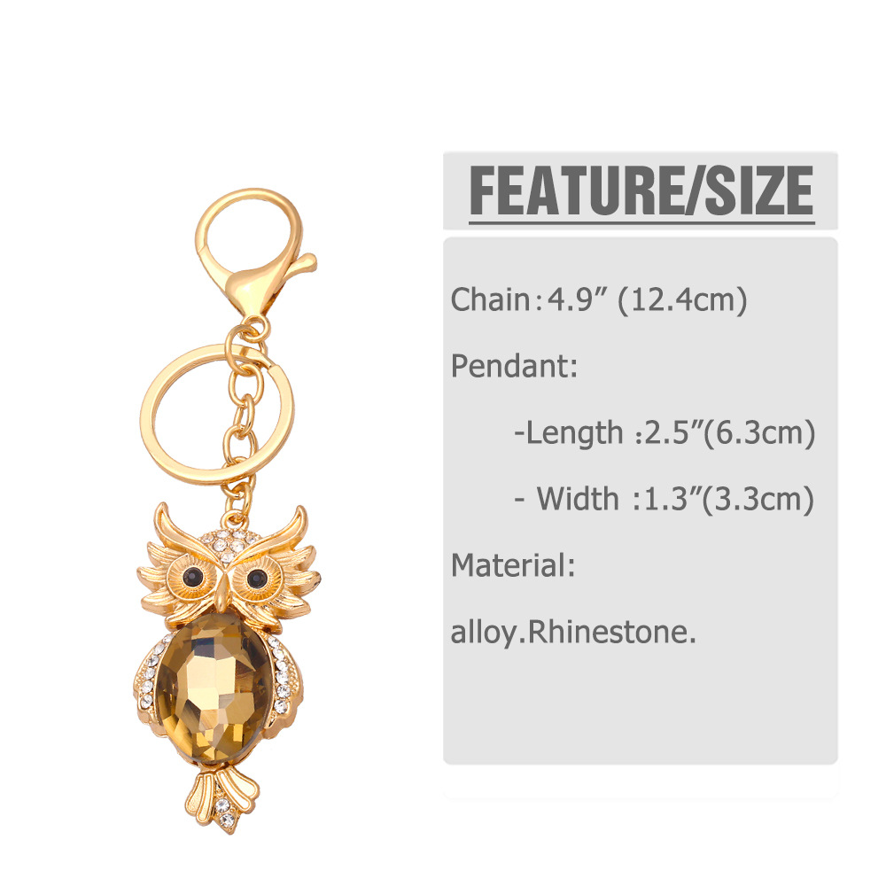 Fashion Owl Metal Rhinestones Unisex Keychain display picture 1