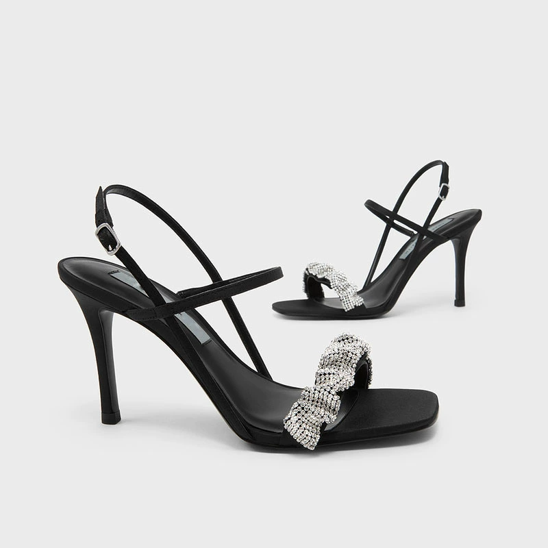Summer black sandals with a strap, 2022