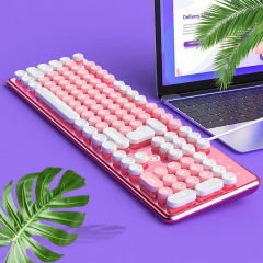 銀彫刻v7水晶機械手触りゲーム有線キーボード円形パンクキーキャップ発光クロスボーダーアマゾン卸売り