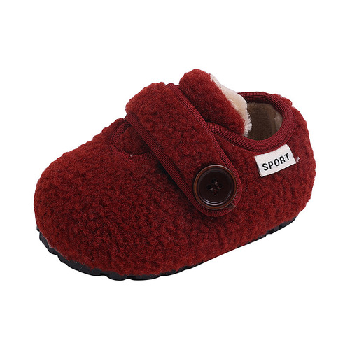 Children's Birkie Shoes Winter New Girls Baby First Walking Shoes Boys Kids Double Cotton Plush Shoes Baby Bean Shoes Fleece Lined