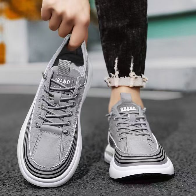 Primavera/verano 2025 seda de hielo zapatos casuales de tela transpirables zapatos deportivos nuevos zapatos deportivos de una sola pierna zapatos de deporte de estilo coreano para hombres