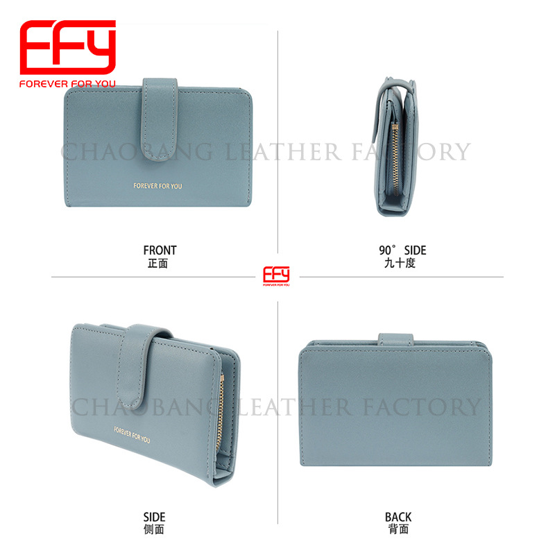 Verano nuevo bolso de color sólido multi-funcional de las mujeres billetera de moda simple de media longitud cartera para niñas puwallet