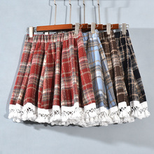 格子jk短裙女秋冬半身裙2024新款小个子毛呢a字半裙秋季厚款裙子