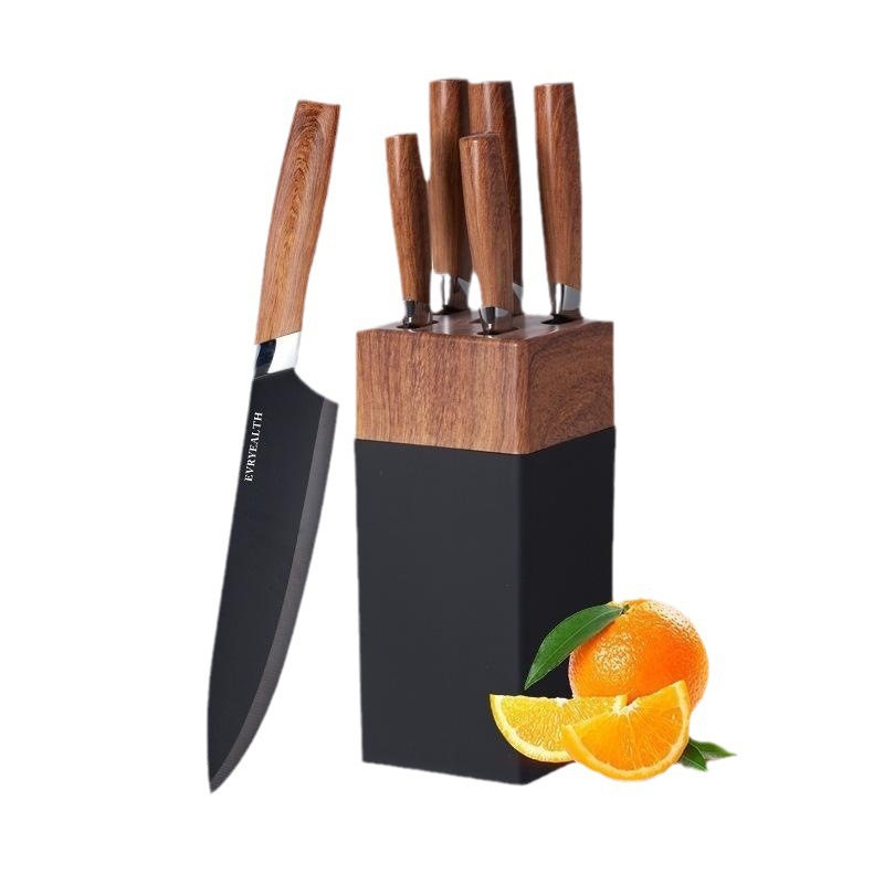 Comercio exterior de acero inoxidable mango de madera de seis piezas traje de cocina traje de cuchillos de cocina cuchillo de fruta cuchillo de combinación conjunto de cuchillos