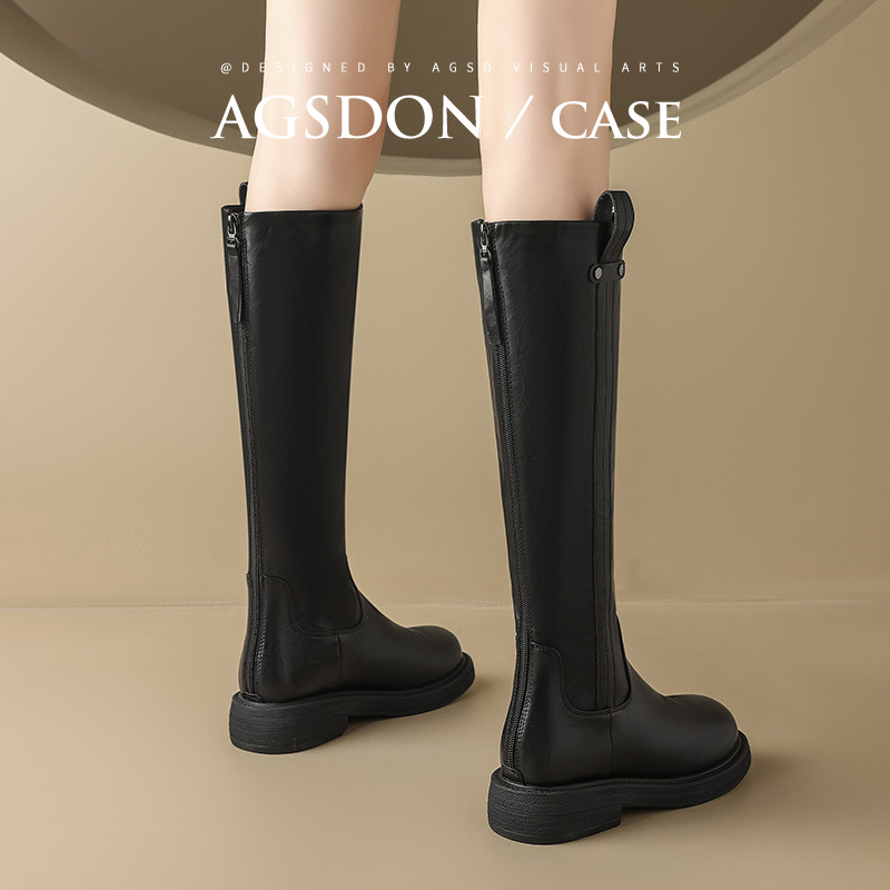 Botas negras para mujeres 2026 nuevo otoño y invierno con una base gruesa de vello, botas de caballero pequeñas.