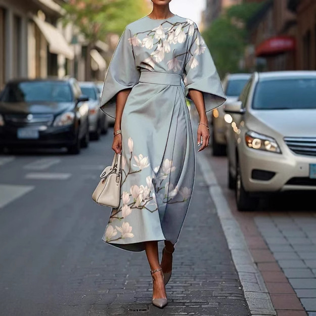 2025 Cross-border Independent Station Amazon Flower Ocean Eternal Elegant dress E439 Ladies dress