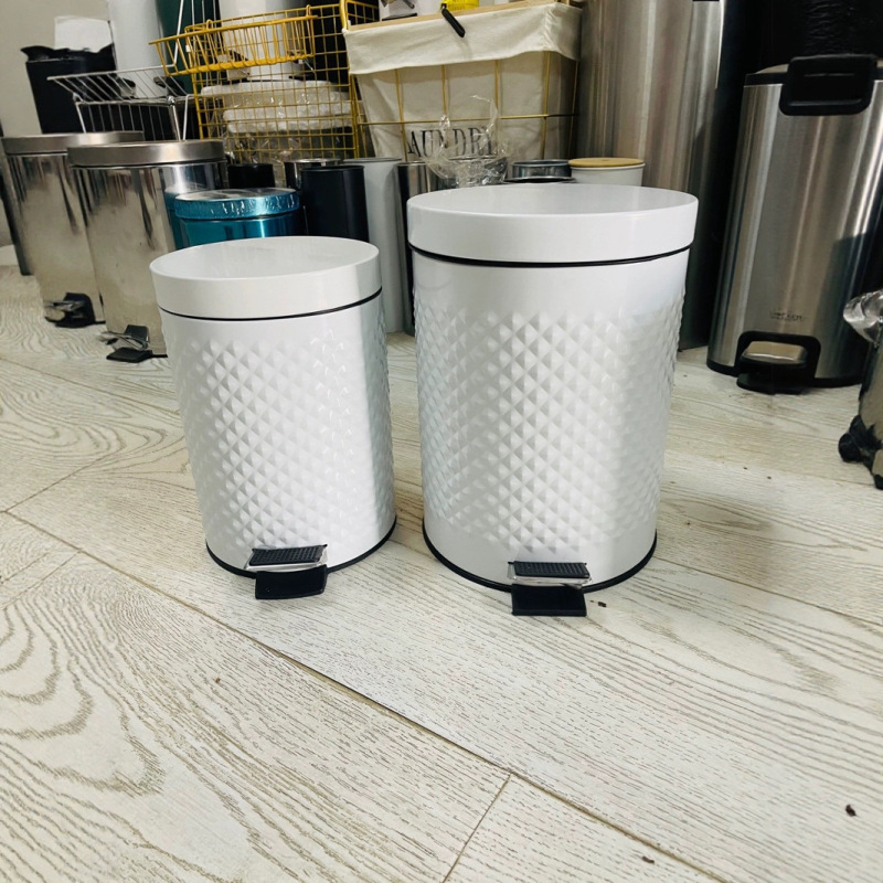 家庭用方眼紋ゴミ箱メーカー卸売り5L円形ごみ収納桶客間カバー足踏み洗浄桶|undefined