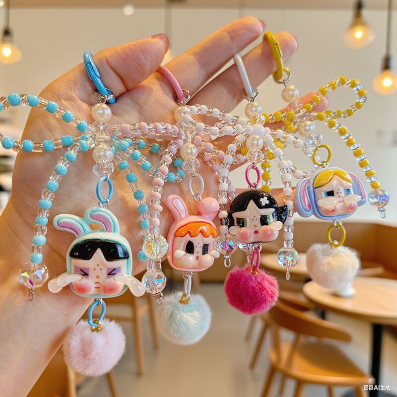 人気の泣いている赤ちゃんのリボンカラフルなビーズキーホルダー手作り diy 装飾ペンダント車のキーチェーンペンダント女性のための|undefined