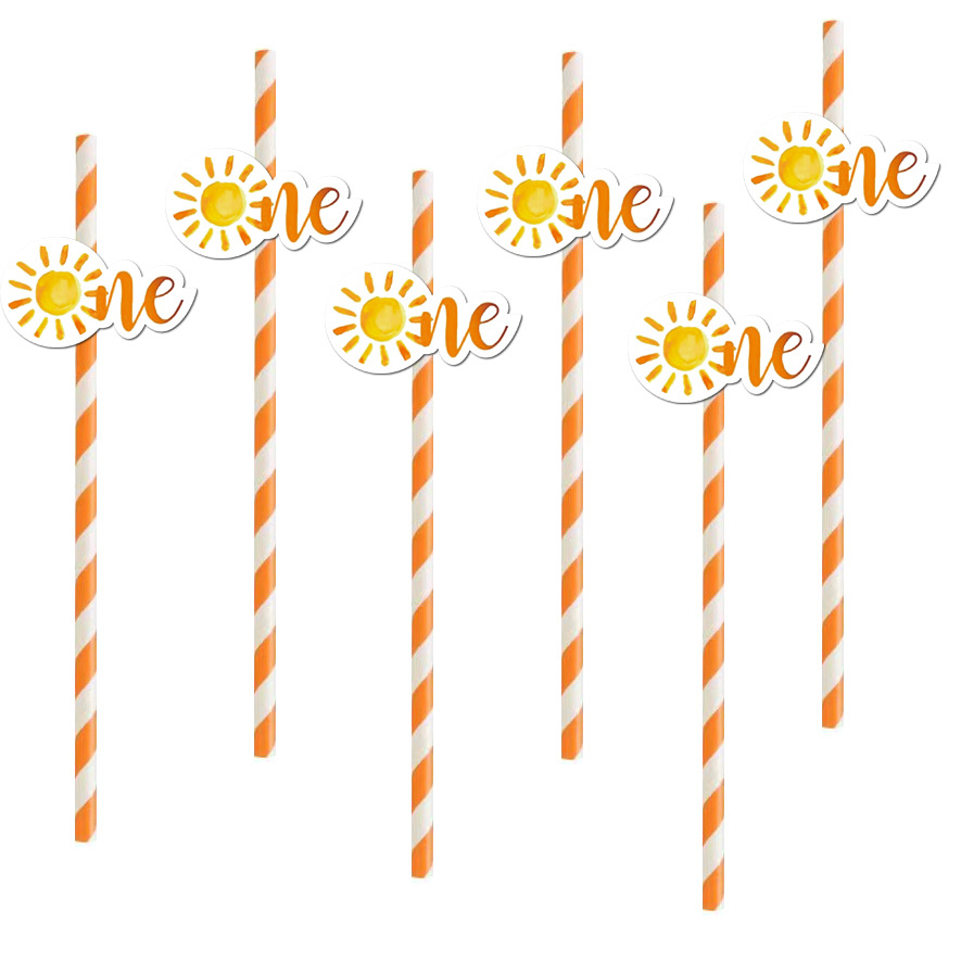 Fiesta de cumpleaños transfronteriza suministros creativos de papel desechable degradación de la paja del sol una torta de paja decoración para hornear